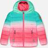 Quilted Mid-Season Jacket Green and Pink Gradient, Green & Pink Gradient - Jackets - 1 - thumbnail