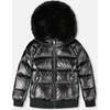 Quilted Bomber-Style Winter Coat, Black - Jackets - 1 - thumbnail