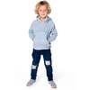 Pullover Hooded Fleece Sweatshirt with Zip Pocket, Light Blue - Sweatshirts - 2