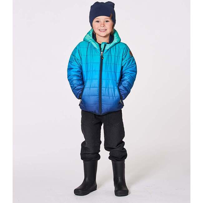 Quilted Mid-Season Jacket Green and Blue Gradient, Green & Blue Gradient - Jackets - 3