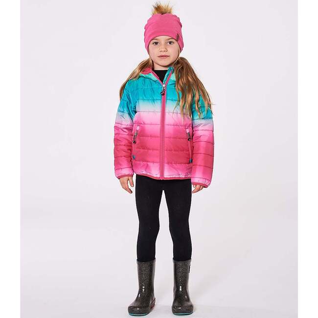 Quilted Mid-Season Jacket Green and Pink Gradient, Green & Pink Gradient - Jackets - 3