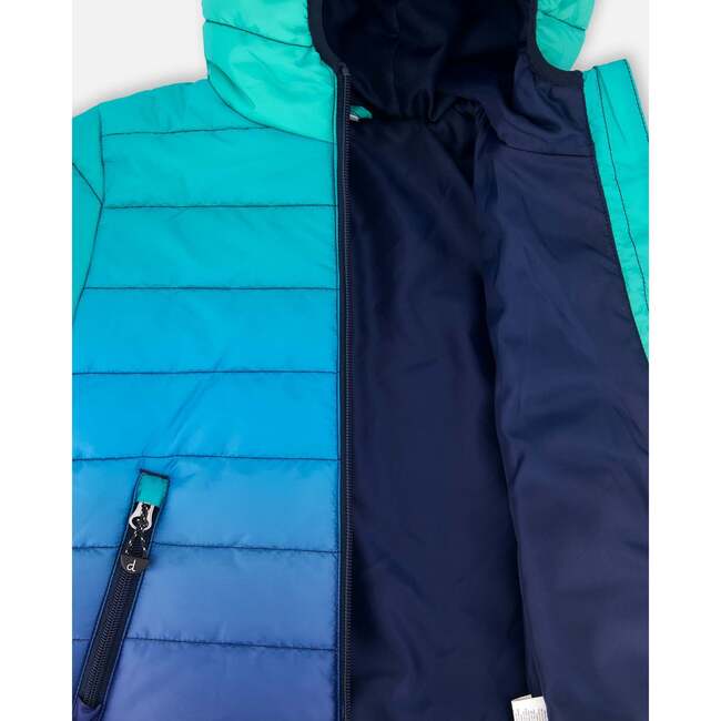 Quilted Mid-Season Jacket Green and Blue Gradient, Green & Blue Gradient - Jackets - 4
