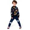 Pullover Fleece Sweatshirt, Black Dinosaur Print - Sweatshirts - 3