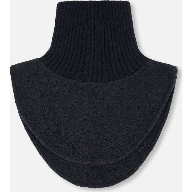 Polar Fleece and Knit Neckwarmer, Black - Scarves - 2