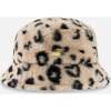 Printed Fake Fur Bucket Hat, Black and Beige - Winter Hats - 1 - thumbnail