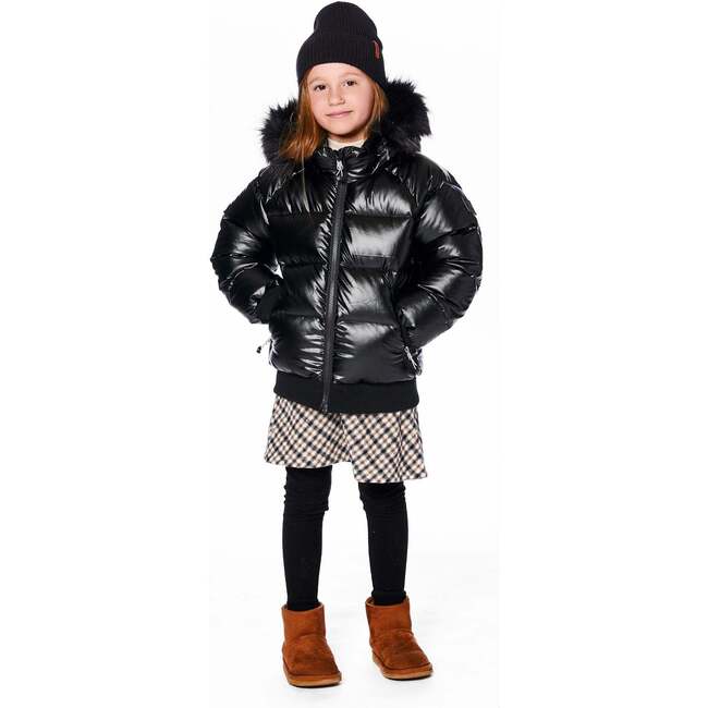 Quilted Bomber-Style Winter Coat, Black - Jackets - 4