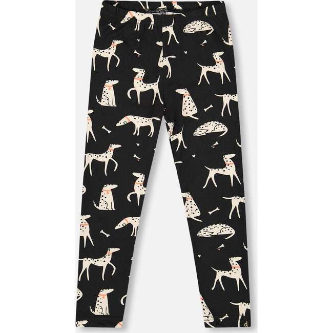 Printed Jersey Leggings Black with Dalmatians, Black Dalmatian Print