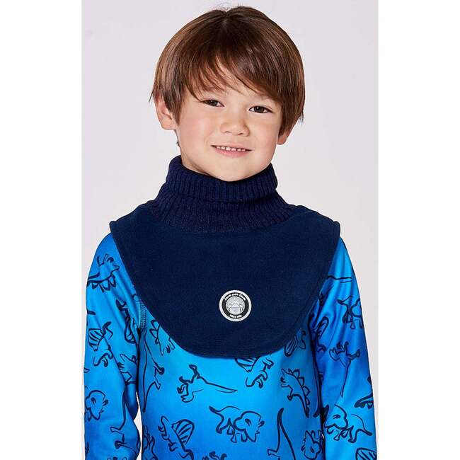 Polar Fleece and Knit Neckwarmer, Navy Blue - Scarves - 2