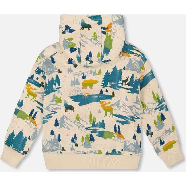 Printed Hooded Fleece Sweatshirt Beige, Off-White - Sweatshirts - 2