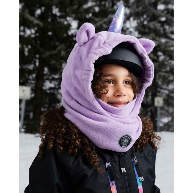 Polar Fleece Balaclava for Ski Helmet Purple Unicorn, Purple Lilac - Winter Hats - 2