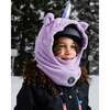 Polar Fleece Balaclava for Ski Helmet Purple Unicorn, Purple Lilac - Winter Hats - 2