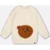 Plush Tunic with Bear Pocket, Off-White - Tank Tops - 1 - thumbnail