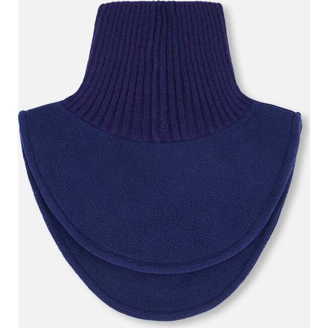 Polar Fleece and Knit Neckwarmer, Navy Blue - Scarves - 3