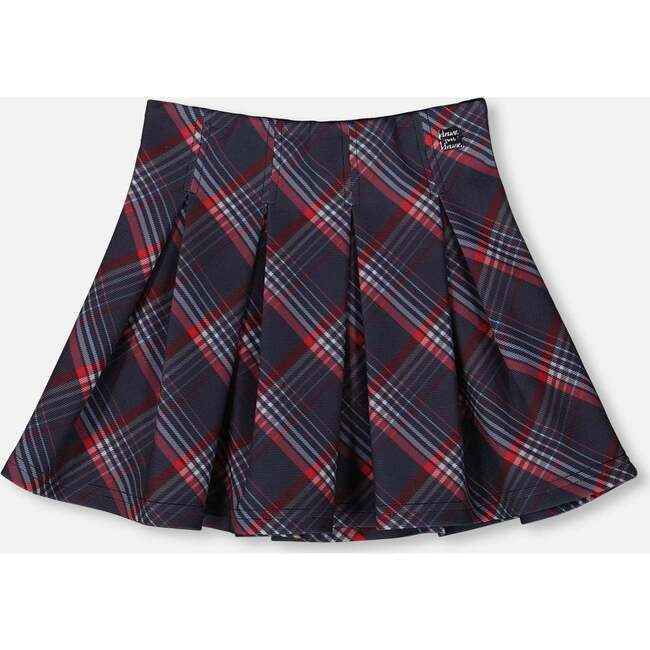 Pleated Milano Skirt Red and Navy Plaid, Red & Navy Plaid