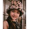 Printed Fake Fur Bucket Hat, Black and Beige - Winter Hats - 2