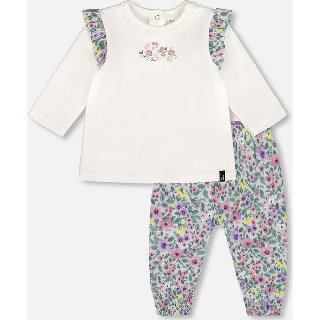 Organic Cotton Top and Muslin Pants Set, Off-White