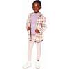Plaid Overshirt, Off-White, Beige and Pink - Jackets - 2