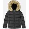 Puffy Winter Jacket, Black - Jackets - 1 - thumbnail