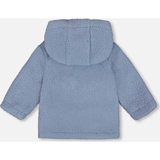 Plush Hooded Jacket, Light Blue - Jackets - 3