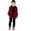 Plaid Flannel Shirt with Hoodie Red and Black, Red & Black Plaid - Sweatshirts - 2