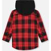 Plaid Flannel Shirt with Hoodie Red and Black, Red & Black Plaid - Sweatshirts - 3