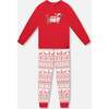 Organic Cotton Two-Piece Pajama Set Red and White Fairisle, Red & White Fairisle - Pajamas - 1 - thumbnail