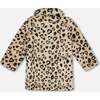 Printed Fake Fur Long Coat Leopard, Black and Beige - Jackets - 5