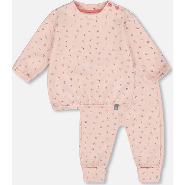 Organic Cotton Pant with Top Set, Pink Mini Floral