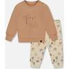 Organic Cotton Pant and Top Set, Beige Tree Print - Mixed Apparel Set - 1 - thumbnail