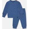 Organic Cotton Pant and Top Set, Blue Leaf Print - Mixed Apparel Set - 1 - thumbnail
