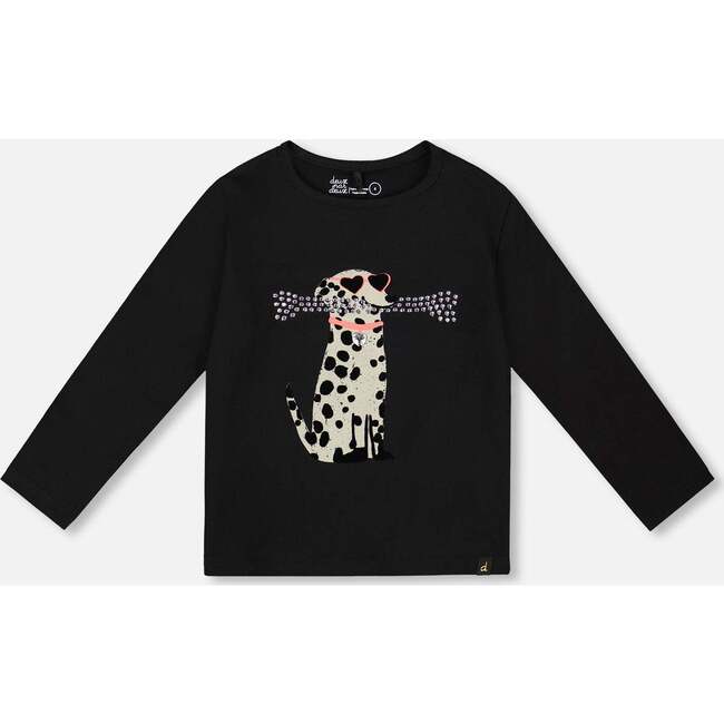 Organic Cotton T-Shirt with Dalmatian, Black