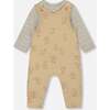 Organic Cotton Onesie with Overalls Set Beige Printed Dogs, Beige Dog Print - Mixed Apparel Set - 1 - thumbnail