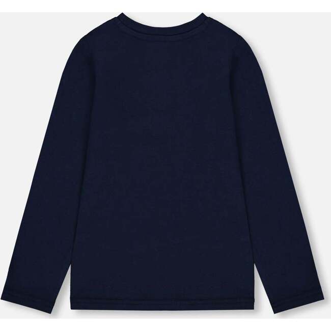 Organic Cotton T-Shirt with Cat, Dark Blue - T-Shirts - 3