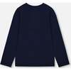 Organic Cotton T-Shirt with Cat, Dark Blue - T-Shirts - 3