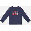 Organic Cotton T-Shirt Navy Blue with Apple Treats, Navy Blue - T-Shirts - 1 - thumbnail