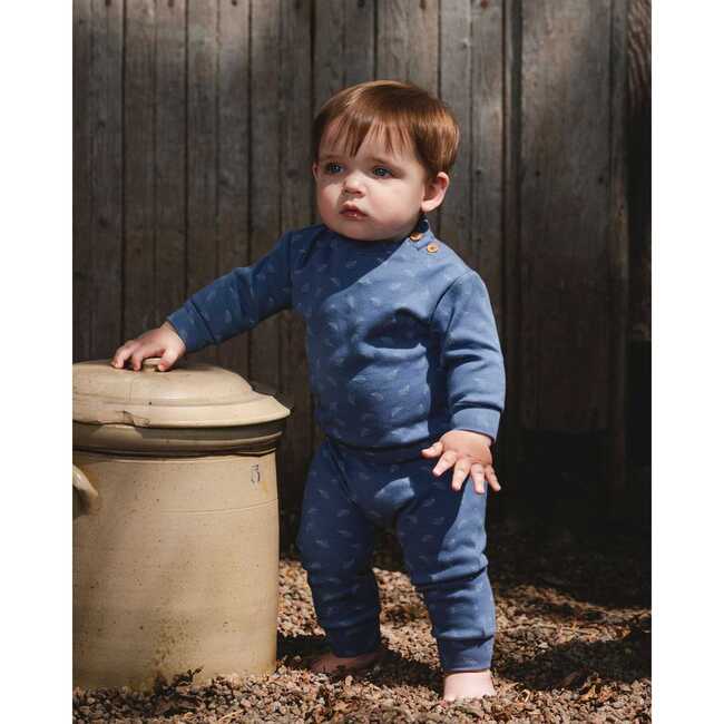 Organic Cotton Pant and Top Set, Blue Leaf Print - Mixed Apparel Set - 2