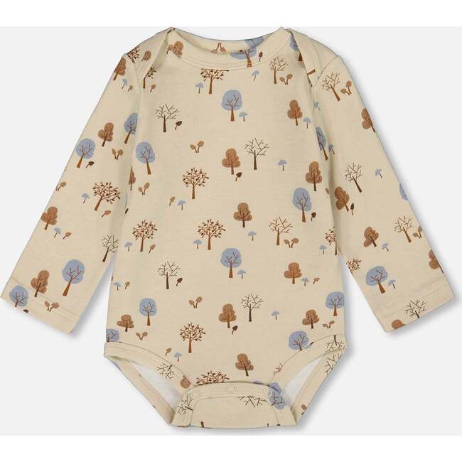 Organic Cotton Onesie, Beige Tree Print