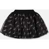 Organza and Mesh Skirt Black with Unicorn Print, Black Unicorn Print - Skirts - 1 - thumbnail