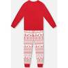 Organic Cotton Two-Piece Pajama Set Red and White Fairisle, Red & White Fairisle - Pajamas - 3