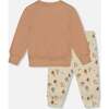 Organic Cotton Pant and Top Set, Beige Tree Print - Mixed Apparel Set - 3