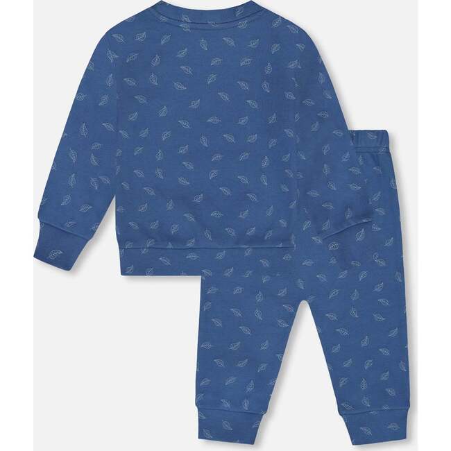 Organic Cotton Pant and Top Set, Blue Leaf Print - Mixed Apparel Set - 3