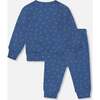 Organic Cotton Pant and Top Set, Blue Leaf Print - Mixed Apparel Set - 3