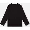 Organic Cotton T-Shirt with Boucle Deer Applique, Black - T-Shirts - 3