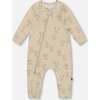 Organic Cotton Zipped Romper, Beige Puppy Print - Rompers - 1 - thumbnail