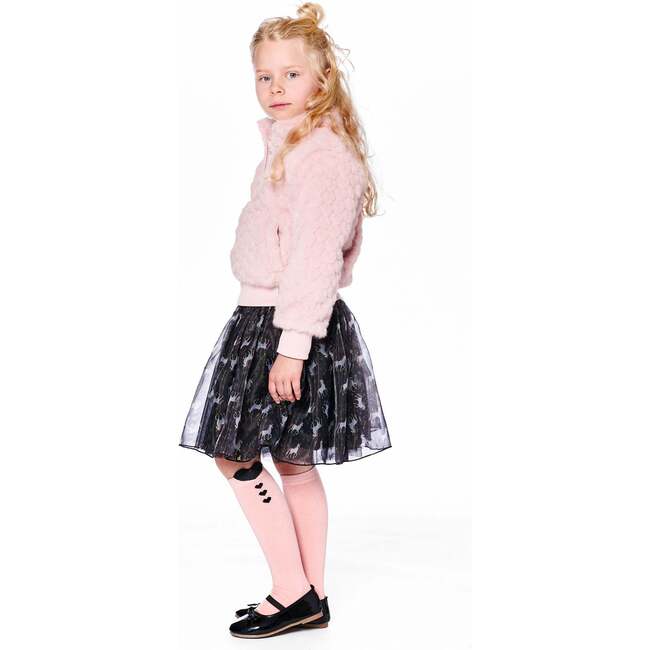 Organza and Mesh Skirt Black with Unicorn Print, Black Unicorn Print - Skirts - 2