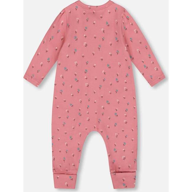 Organic Cotton Zipped Romper, Pink Floral - Rompers - 2