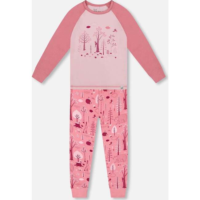Organic Cotton Two-Piece Pajamas, Pink Forest