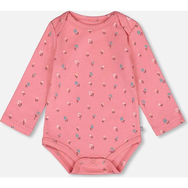 Organic Cotton Long Sleeve Romper, Pink Floral