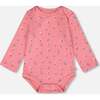 Organic Cotton Long Sleeve Romper, Pink Floral - Rompers - 1 - thumbnail