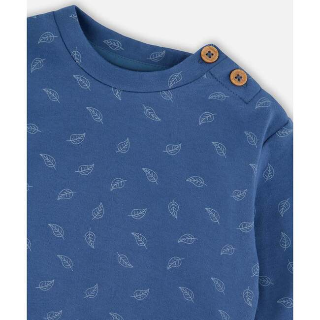 Organic Cotton Pant and Top Set, Blue Leaf Print - Mixed Apparel Set - 4